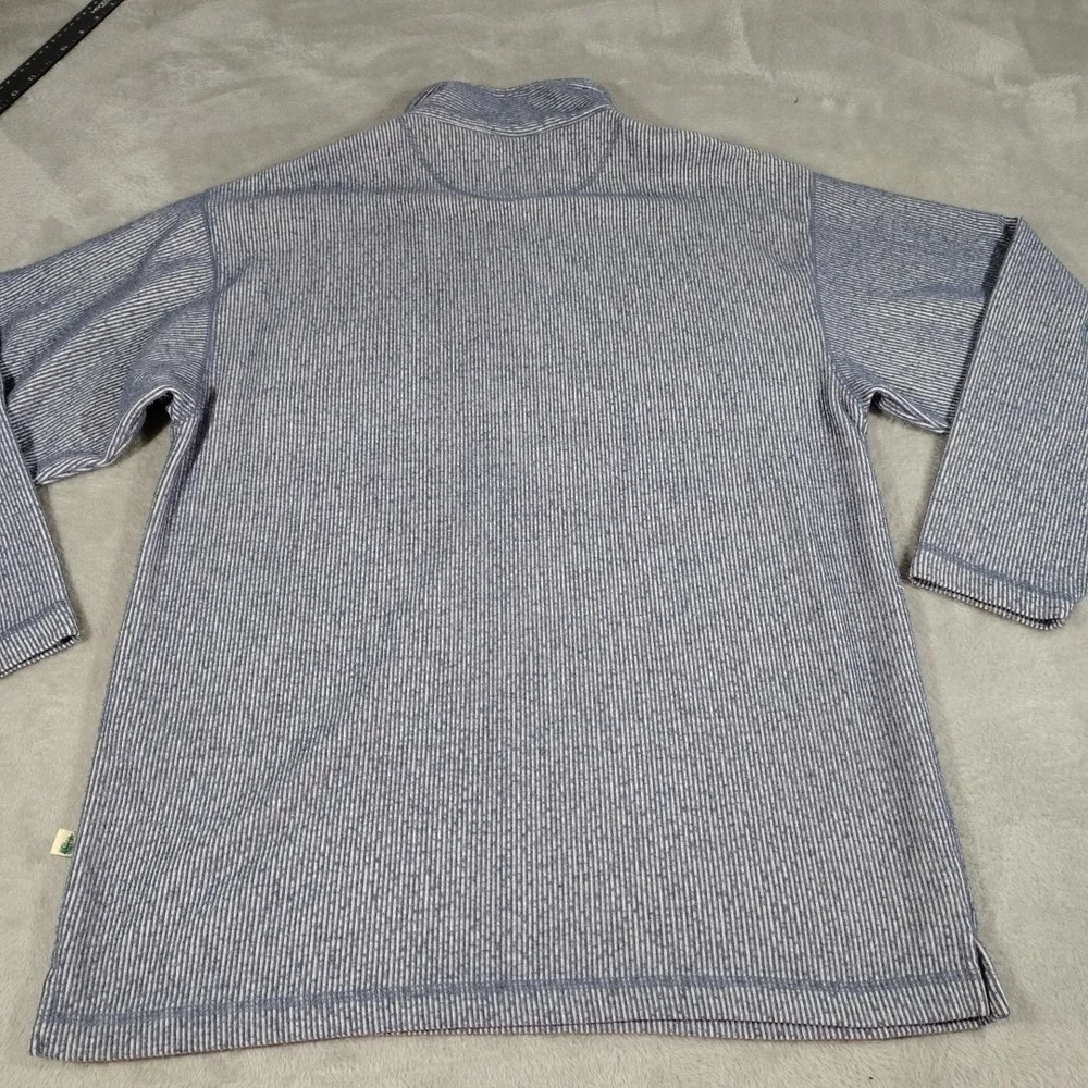Fieldmaster Pullover Sweater Jacket Men M Blue Stripe Hiking 1/4 Zip Long Sleeve